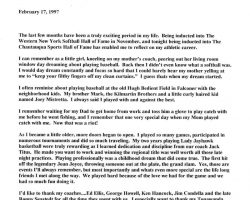 Leda Peterson's 1997 CSHOF induction speech.
