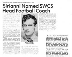 Sirianni Named SWCS Head Football Coach. <em>Post-Journal</em> (Jamestown), August 10, 1976. Sirianni Named SWCS Head Football Coach. August 10, 1976.