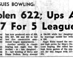 Sue Golen 622; Ups Average To 207 For 5 League Starts. March 10, 1965.
