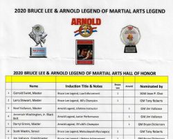 Bruce Lee and Arnold Legends of Martial Arts induction. March 6, 2020.