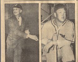 A Pitcher And Hitter Look Things Over. <em>Post-Journal</em> (Jamestown), May 5, 1946. A Pitcher And Hitter Look Things Over. May 5, 1946