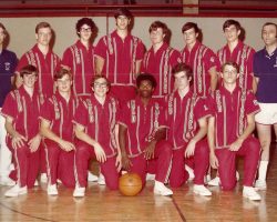 Jamestown High School Varsity basketball team, 1971-72. Kneeling, from the left, are Jim Young, Jeff Bloomquist, John "Red" LaMancuso, Tim Grissom, Jon Willems and Dave Ahlstrom. In the back row, from the left, are junior varsity coach Vere Lindquist, Mark Asel, Bill Johnston, Terry Chili, Mark Edstrom, Tom Benson, Steve Waite and varsity coach John "Dutch" Leonard. Kneeling, from the left, are Jim Young, Jeff Bloomquist, John "Red" LaMancuso, Tim Grissom, Jon Willems and Dave Ahlstrom. In the back row, from the left, are junior varsity coach Vere Lindquist, Mark Asel, Bill Johnston, Terry Chili, Mark Edstrom, Tom Benson, Steve Waite and varsity coach John "Dutch" Leonard.