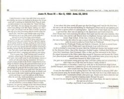 "James H. Riggs III." Page 8. <em>Post-Journal</em> (Jamestown), April 29, 2016. "James H. Riggs III." Page 8. April 29, 2016.