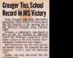 Creager Ties School Record In JHS Victory. Creager Ties School Record In JHS Victory.