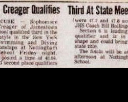 Creager Qualifies Third At State Meet. Creager Qualifies Third At State Meet.