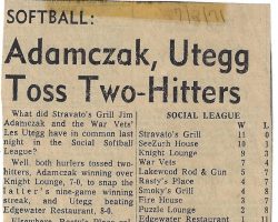 Adamczak, Utegg Toss Two Hitters. July 2, 1971.
