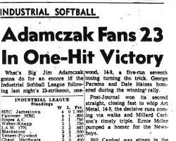 Adamczak Fans 23 In One-Hit Victory.  May 29, 1962.
