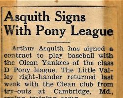 Asquith Signs With Pony League. 1953.