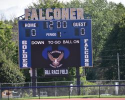 2019 renovated scoreboard at Bill Race Field.