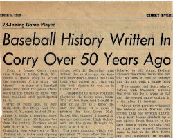 Baseball History Written In Corry Over 50 Years Ago. September 5, 1958.