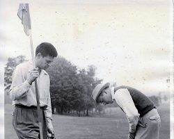 Ben Bishop (left) with Chuck Davis on the 18th green of MBCC circa 1947-1949.
