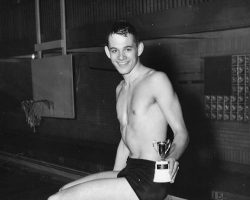 Bill Radack at Jamestown YMCA pool. 1953.