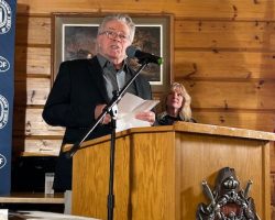 Bill Dimmer accepting for 2026 inductee Dan Wolfe. Bill Dimmer accepting for 2026 inductee Dan Wolfe.