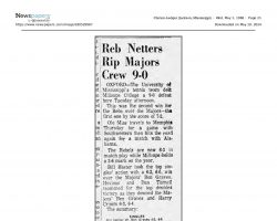 Reb Netters Rip Majors Crew 9-0. May 1, 1968.
