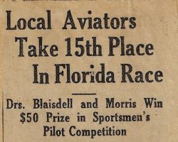 Local Aviators Take 15th Place In Florida Race. January 8, 1933.