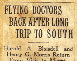 Flying Doctors Back After Long Trip To South. 1933.