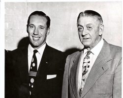Bob Feller (left) with Ray Caldwell - both pitchers for the Cleveland Indians.