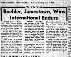 Boehler, Jamestown, Wins International Enduro. <em>Post-Journal</em> (Jamestown), June 7, 1965. Boehler, Jamestown, Wins International Enduro. June 7, 1965.