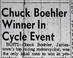 Chuck Boehler Winner In Cycle Event. July 24, 1961. Chuck Boehler Winner In Cycle Event. July 24, 1961.