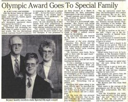 Olympic Award Goes To Special Family. <em>Post-Journal</em> (Jamestown), 1995. Olympic Award Goes To Special Family. 1995