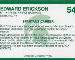 Michigan State baseball card (back).
