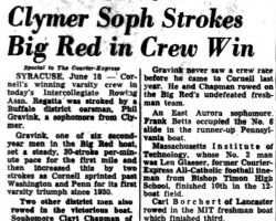 Clymer Soph Stokes Big Red in Crew Win. <em>Buffalo Courier-Express</em>, June 15, 1955. Clymer Soph Stokes Big Red in Crew Win. June 15, 1955.