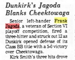 Dunkirk's Jagoda Blanks Cheektowaga.  June 5, 1979.
