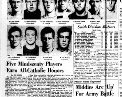 Five Mindszenty Players Earn All-Catholic Honors. <em>Buffalo Courier Express</em>, November 22, 1966. Five Mindszenty Players Earn All-Catholic Honors. November 22, 1966.