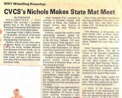 CVCS's Nichols Makes State Mat Meet. February 1986.