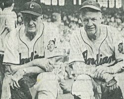 Ray Caldwell and his former Cleveland Indian manager and Hall-of-Famer Tris Speaker taken at 1950 Indians Old-Timers' Day.