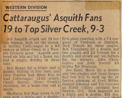 Cattaraugus' Asquith Fans 19 to Top Silver Creek 9-3. 1955.