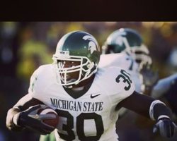 Jehuu Caulcrick with Michigan State. Jehuu Caulcrick with Michigan State.