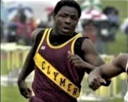 Jehuu Caulcrick running track with Clymer Central School. Jehuu Caulcrick running track with Clymer Central School.