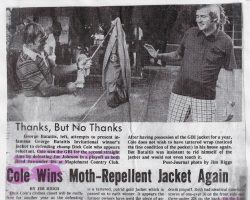 Cole Wins Moth-Repellent Jacket Again. <em>Post-Journal</em> (Jamestown). Cole Wins Moth-Repellent Jacket Again.