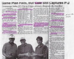 Game Plan Fails, But Cole Still Captures P-J. <em>Post-Journal</em> (Jamestown). May 20, 1996. Game Plan Fails, But Cole Still Captures P-J. May 20, 1996.