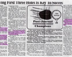 Surviving First Three Holes Is Key To Success. <em>Post-Journal</em> (Jamestown). 1998. Surviving First Three Holes Is Key To Success. 1998.