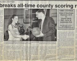 King breaks all-time county scoring record. February 24, 1995.
