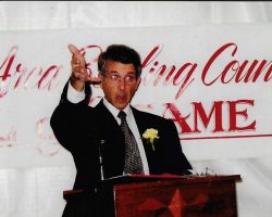 Tom D'Angelo at his induction into the Jamestown Area Bowling Association Hall of Fame, 2003.
