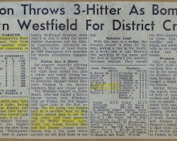 Norton Throws 3-Hitter As Bombers Down Westfield For District Crown. June 30, 1947.