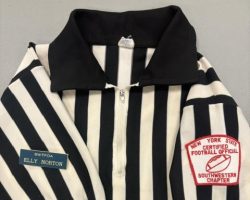 Ellis Norton's football referee shirt.