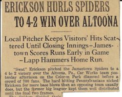Erickson Hurls Spiders To 4-2 Win Over Altoona. 1931.