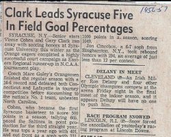 Clark Leads Syracuse Five In Field Goal Percentages. 1957.