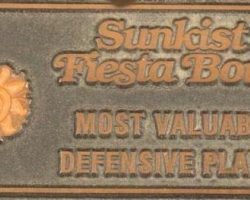Sunkist Fiesta Bowl Most Valuable Defensive Player, 1987.