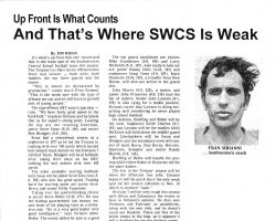 Up Front Is What Counts And That's Where SWCS Is Weak. <em>Post-Journal</em> (Jamestown), Fall 1978. Up Front Is What Counts And That's Where SWCS Is Weak. Fall 1978.