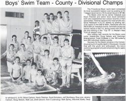 Frewsburg Boys Swimming Team, 1988.