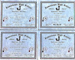 Kirsten Green's Jamestown High School tennis certificates. 1989-1992.