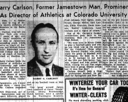 Harry Carlson, Former Jamestown Man, Prominent As Director of Athletics. Part 1. November 2, 1949.
