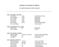 History of the Deaf Olympics - St. Mary's School for the Deaf. Page 1.