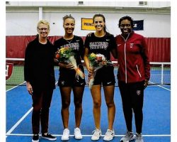 Kirsten Green with Harvard tennis players.