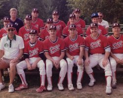 Back row, left to right: Dan Massey, Denny Maisto, Yogi Kent, Mel Swanson, Dave Heintzelman. Middle row, left to right: Art Mansfield, Bob Winterburn, Bob Parsons, Keith Martin, Scott Winterburn. Front row, left to right: Vere Lindquist, Tom Parsons, Jeff Bloomquist, Kurt Brown, Walt Green, Jim Hannon. Heintz Vending, 1984. Heintz Vending, 1984.